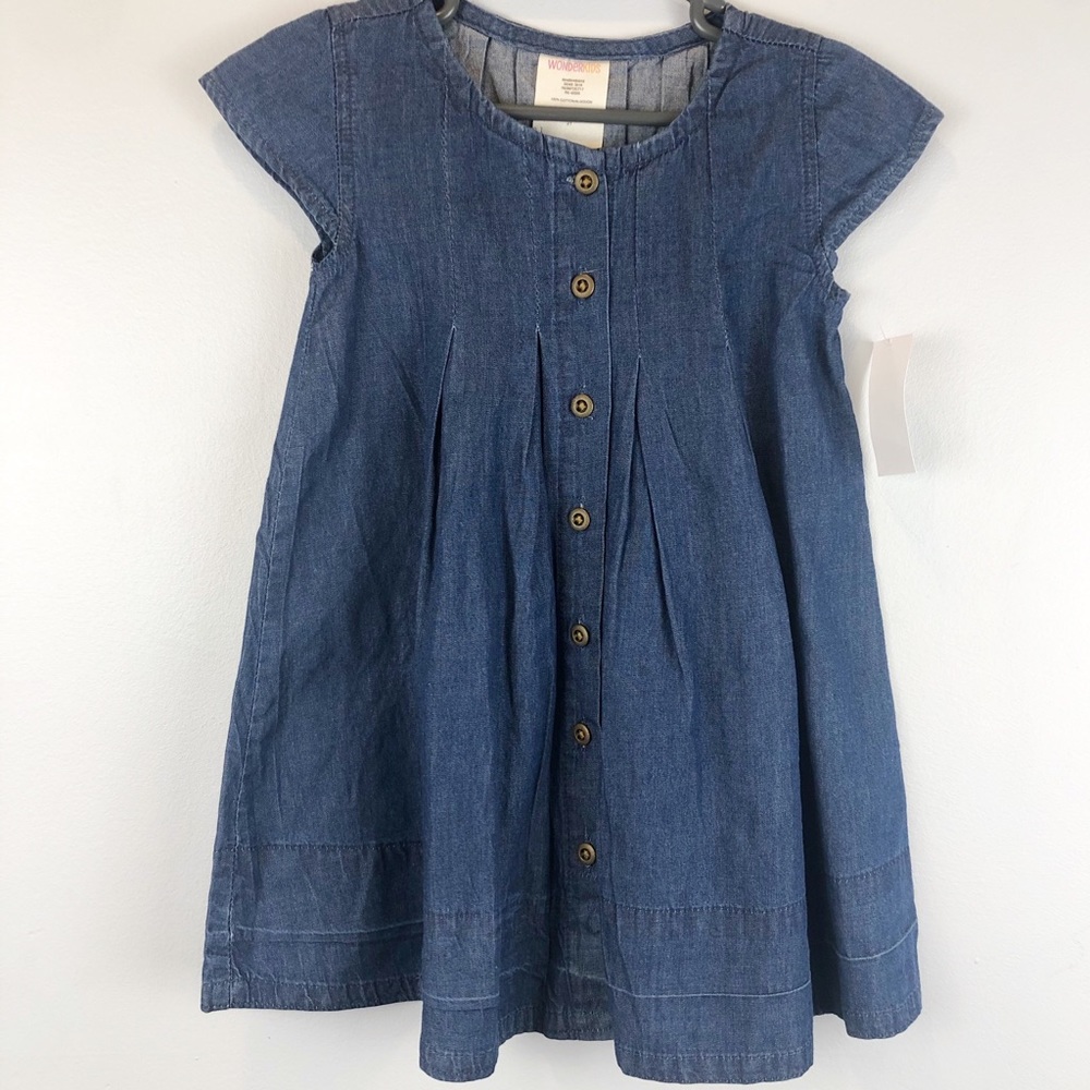 NWT Wonderkids Girls Pleated Denim Jumper Size 2t
